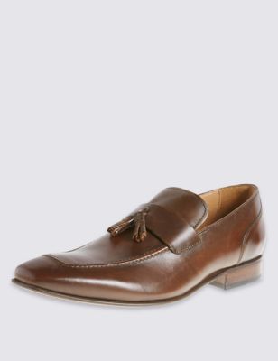 Leather Pointed Tassel Loafers